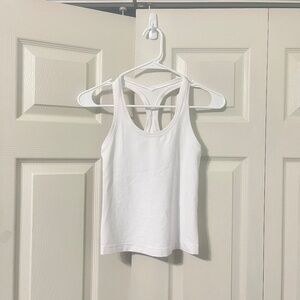 Lululemon White Slim Cropped Activewear Top | Yoga Run Gym.   CONT F